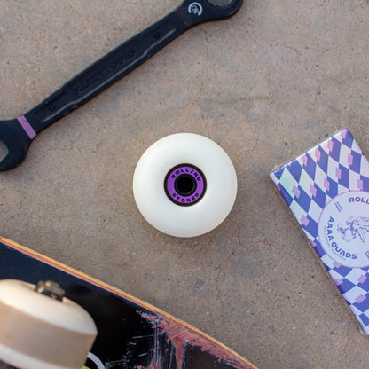 Rolling Stoned Skateboard Bearings — Rubber Shields, Pre-Lubricated, Set of 8 - Purple